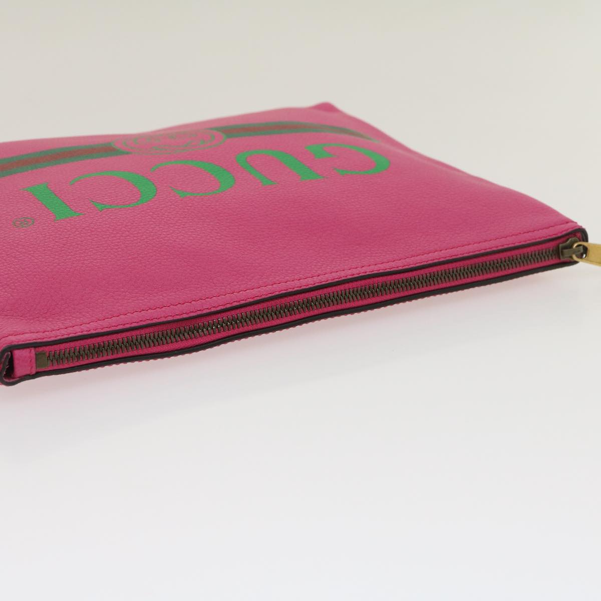 GUCCI Web Sherry Line Soho Clutch Bag Leather Pink am481b