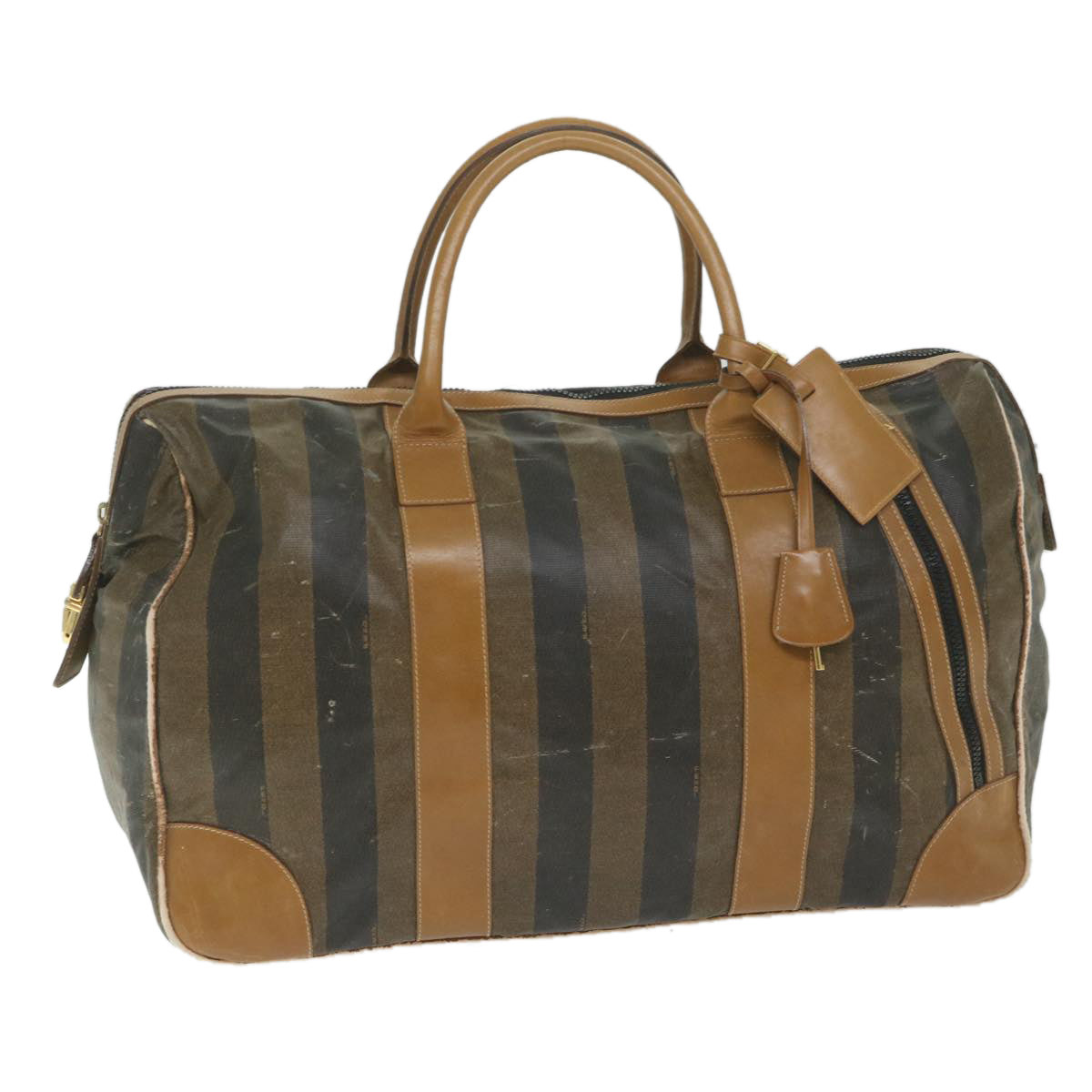 FENDI Pecan Canvas Boston Bag Coated Canvas Brown bs10091