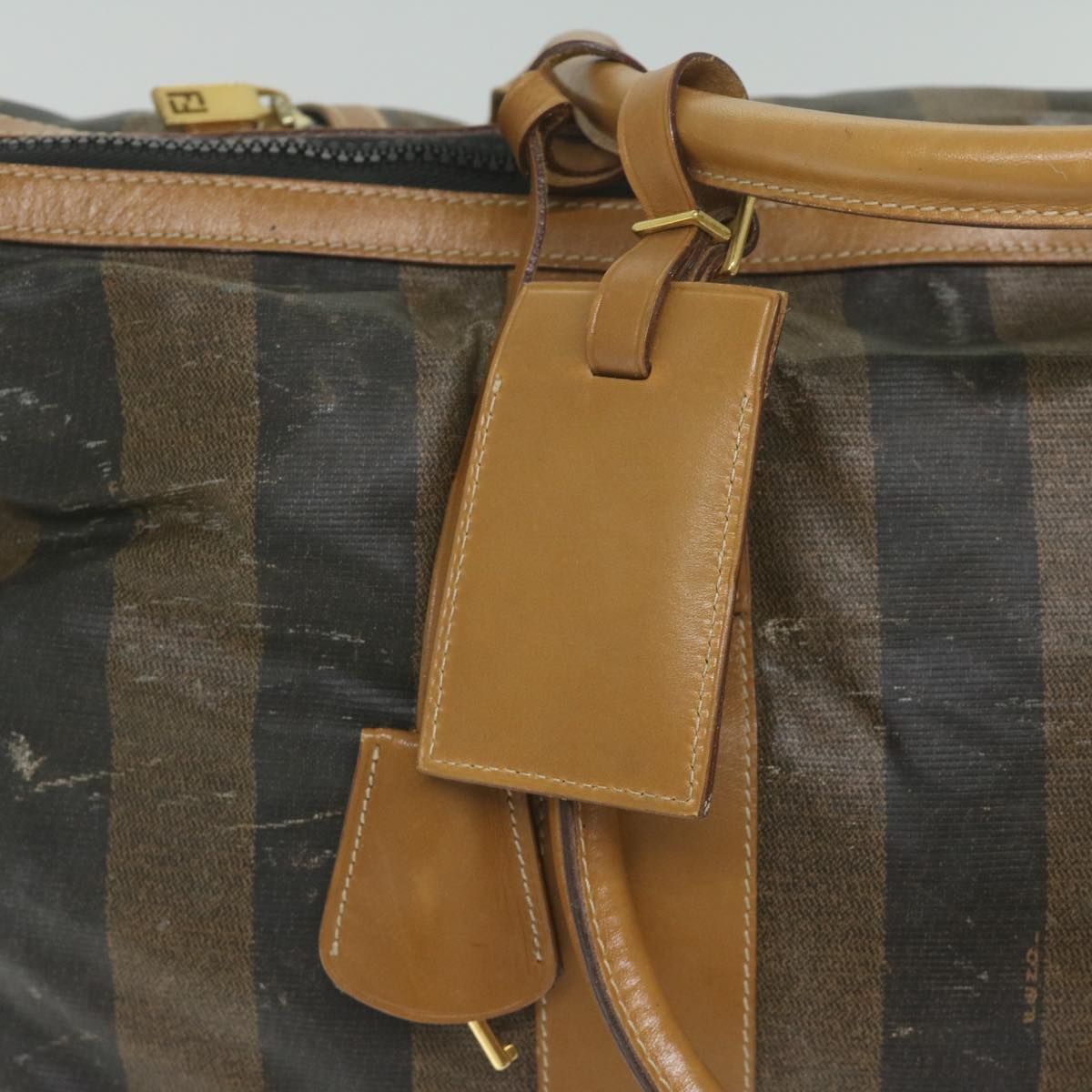 FENDI Pecan Canvas Boston Bag Coated Canvas Brown bs10091