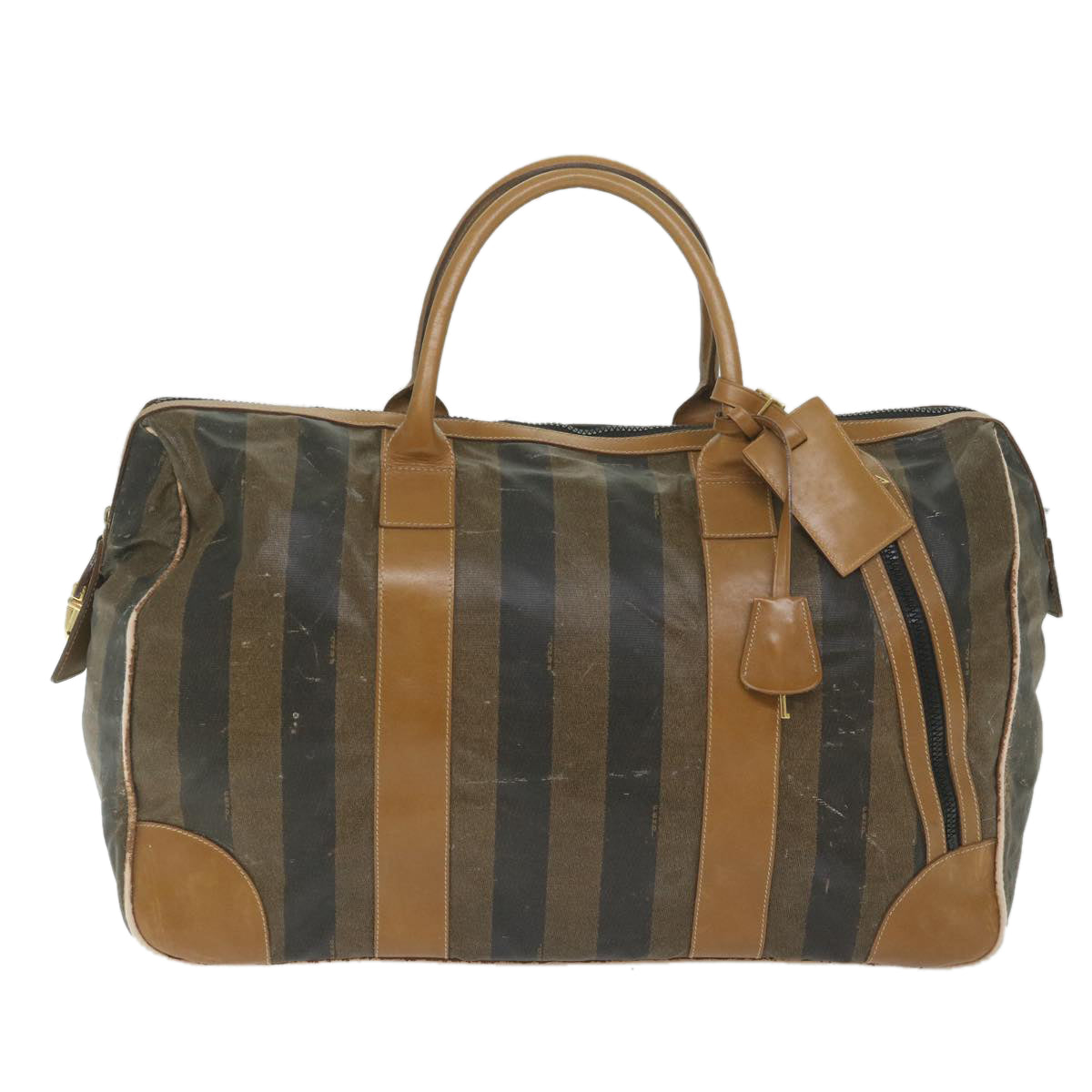 FENDI Pecan Canvas Boston Bag Coated Canvas Brown bs10091