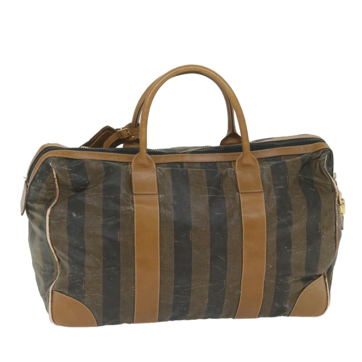 FENDI Pecan Canvas Boston Bag Coated Canvas Brown bs10091