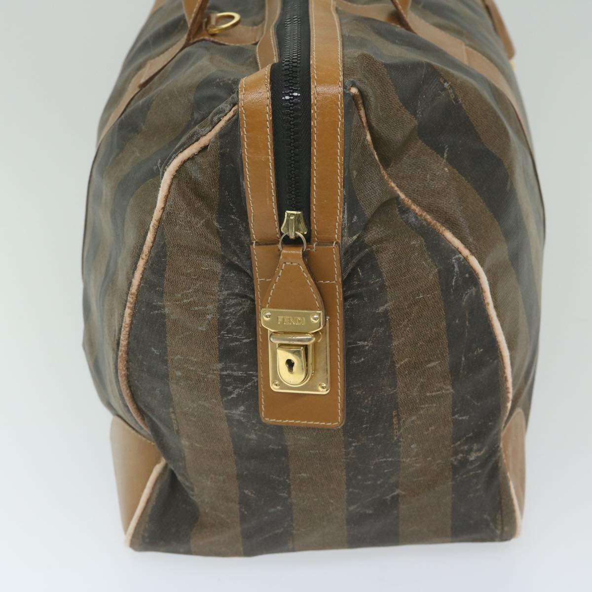 FENDI Pecan Canvas Boston Bag Coated Canvas Brown bs10091