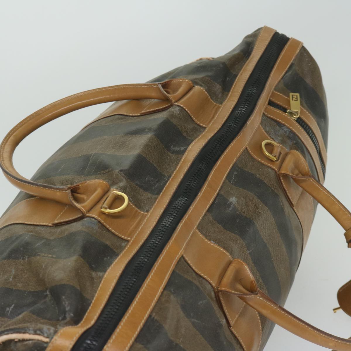 FENDI Pecan Canvas Boston Bag Coated Canvas Brown bs10091