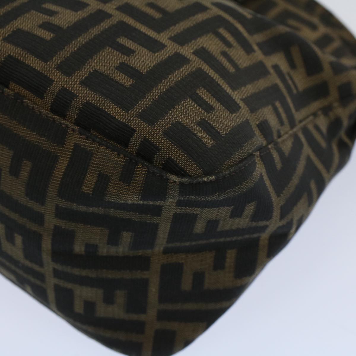 FENDI Zucca Canvas Mamma Baguette Shoulder Bag Black Brown bs10105