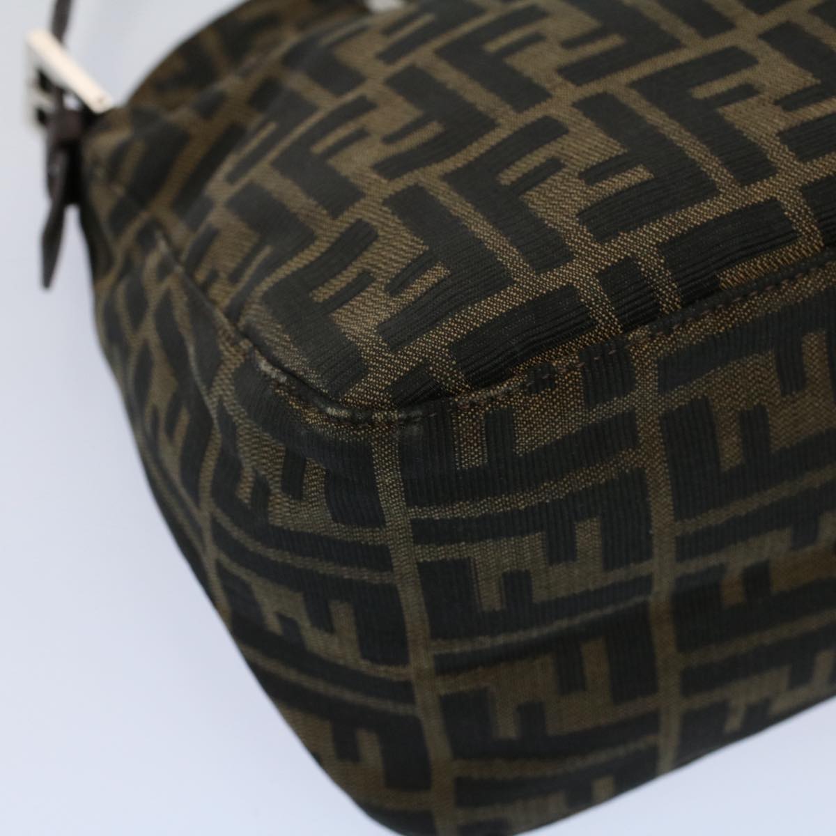 FENDI Zucca Canvas Mamma Baguette Shoulder Bag Black Brown bs10105
