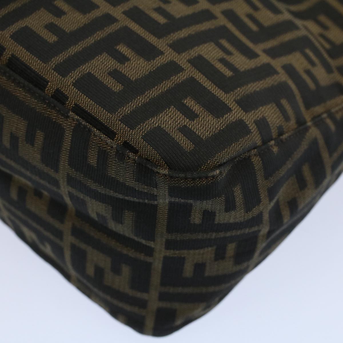 FENDI Zucca Canvas Mamma Baguette Shoulder Bag Black Brown bs10105