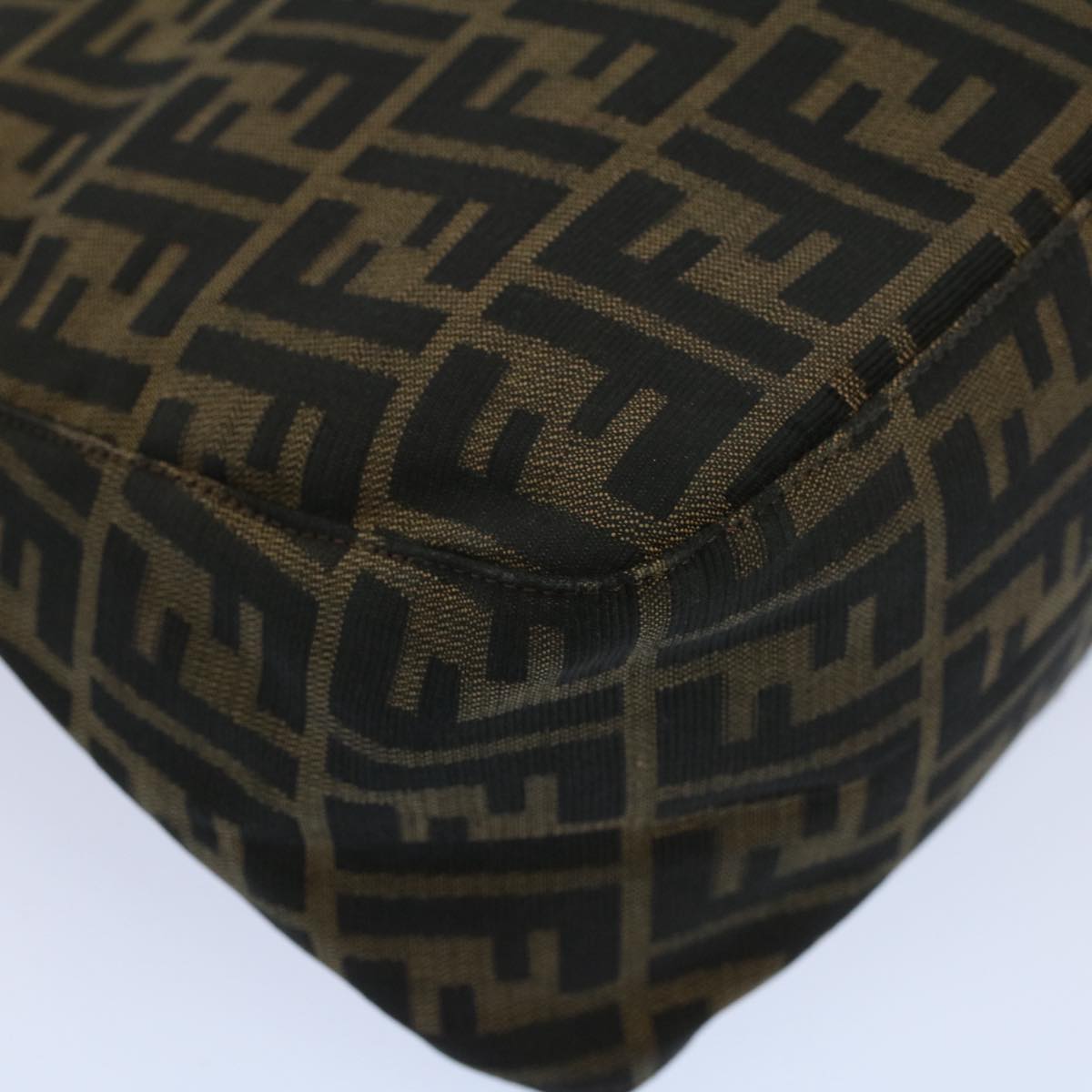 FENDI Zucca Canvas Mamma Baguette Shoulder Bag Black Brown bs10105