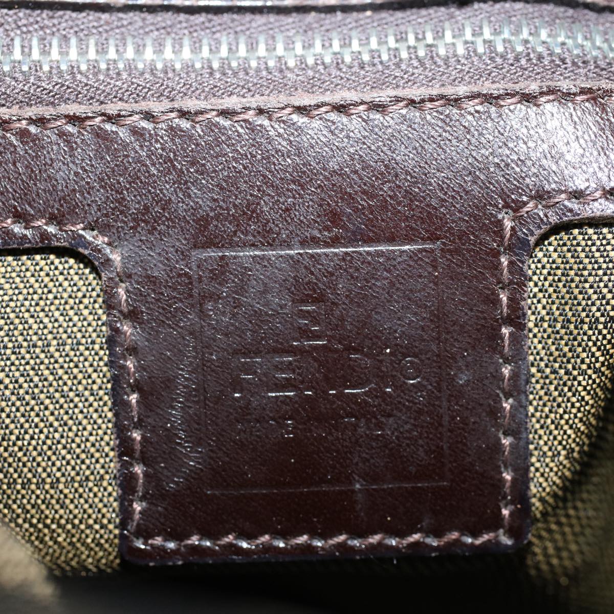 FENDI Zucca Canvas Mamma Baguette Shoulder Bag Black Brown bs10105