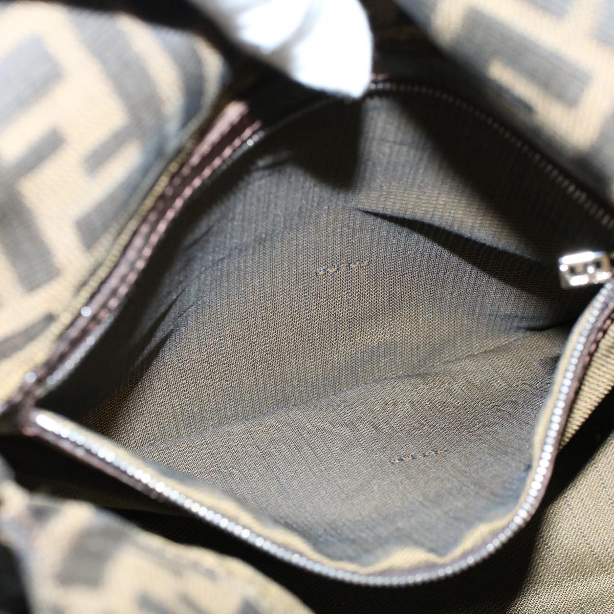 FENDI Zucca Canvas Mamma Baguette Shoulder Bag Black Brown bs10105
