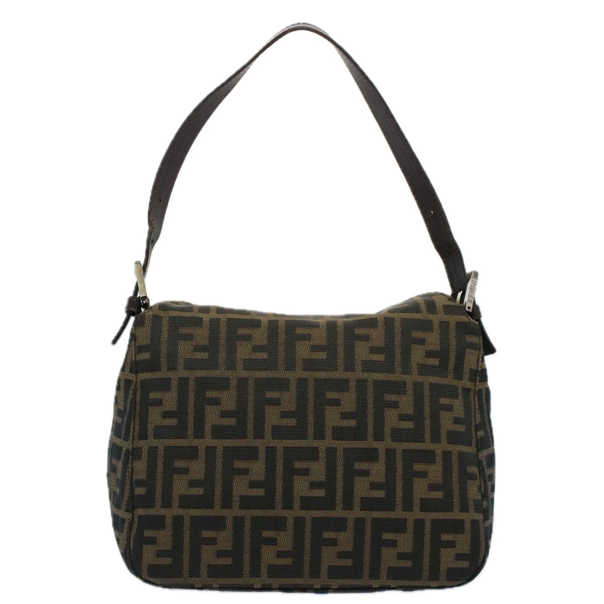 FENDI Zucca Canvas Mamma Baguette Shoulder Bag Black Brown bs10105