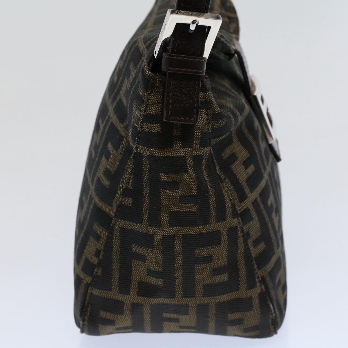 FENDI Zucca Canvas Mamma Baguette Shoulder Bag Black Brown bs10105
