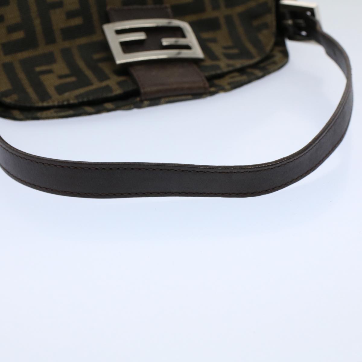 FENDI Zucca Canvas Mamma Baguette Shoulder Bag Black Brown bs10105