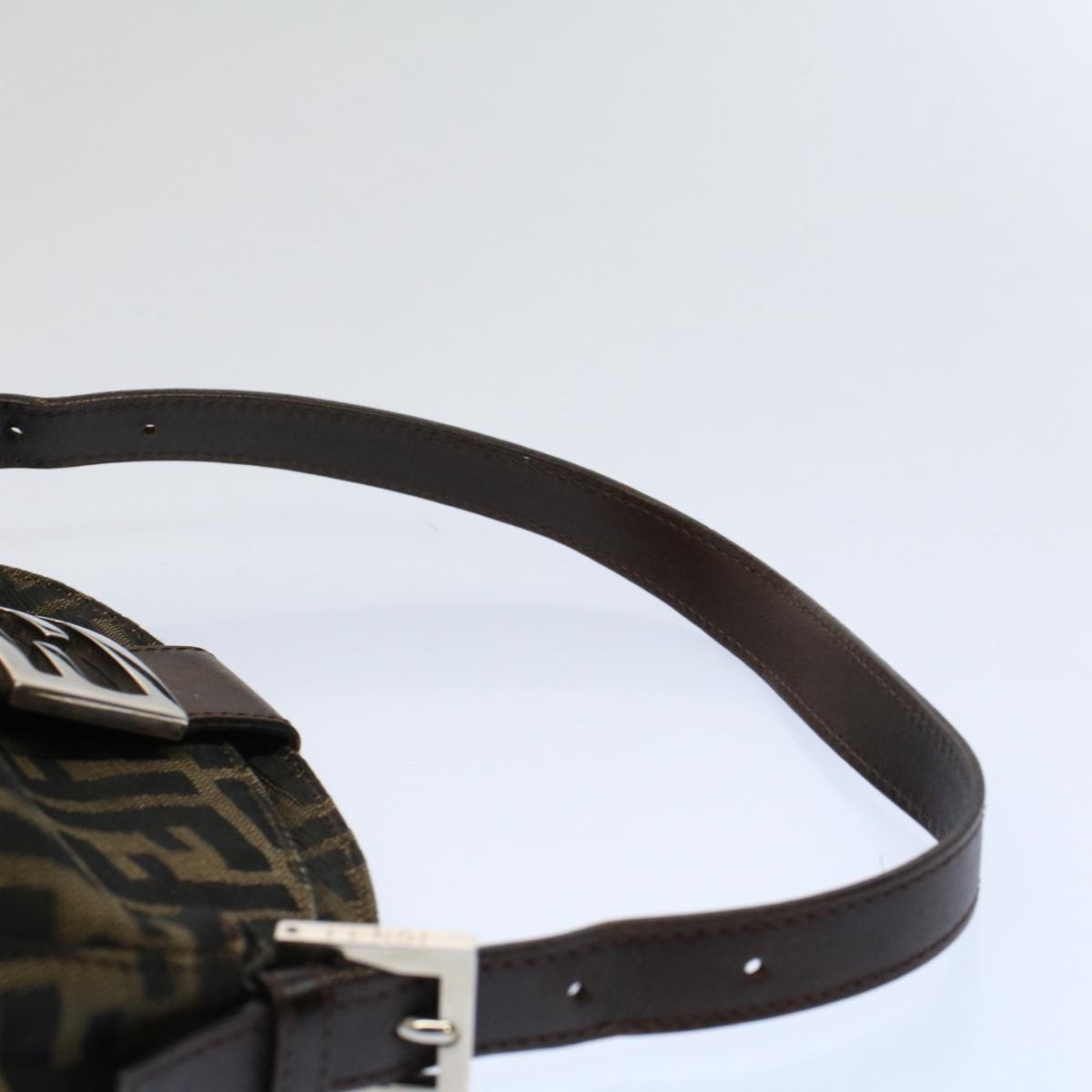 FENDI Zucca Canvas Mamma Baguette Shoulder Bag Black Brown bs10105