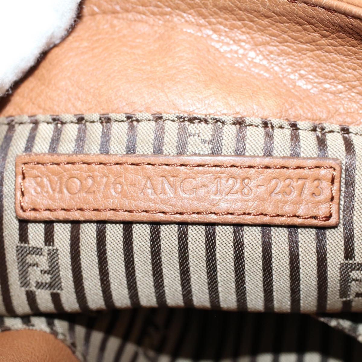 FENDI Chain Shoulder Bag Leather Brown bs10189