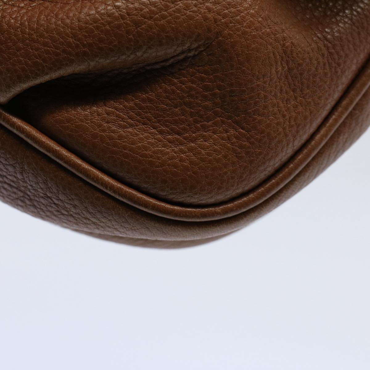 FENDI Chain Shoulder Bag Leather Brown bs10189