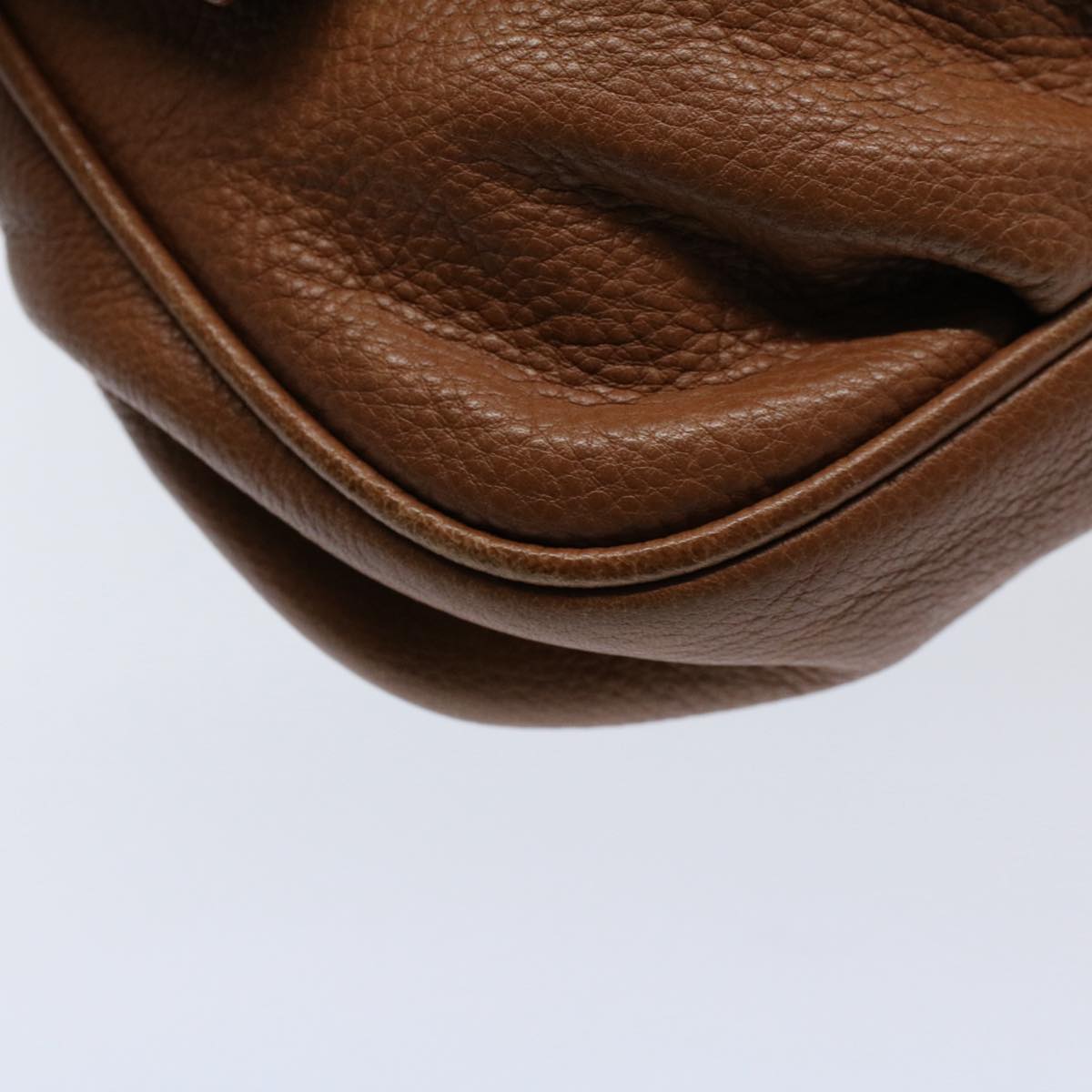 FENDI Chain Shoulder Bag Leather Brown bs10189