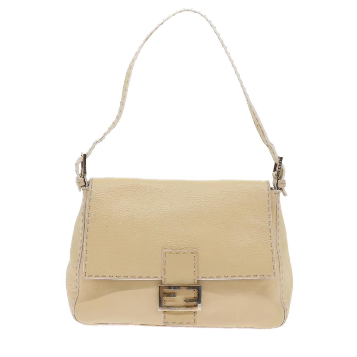 FENDI Mamma Baguette Shoulder Bag Leather Beige bs10191