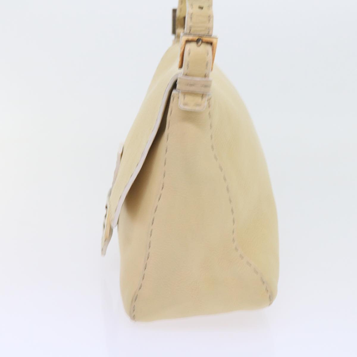 FENDI Mamma Baguette Shoulder Bag Leather Beige bs10191