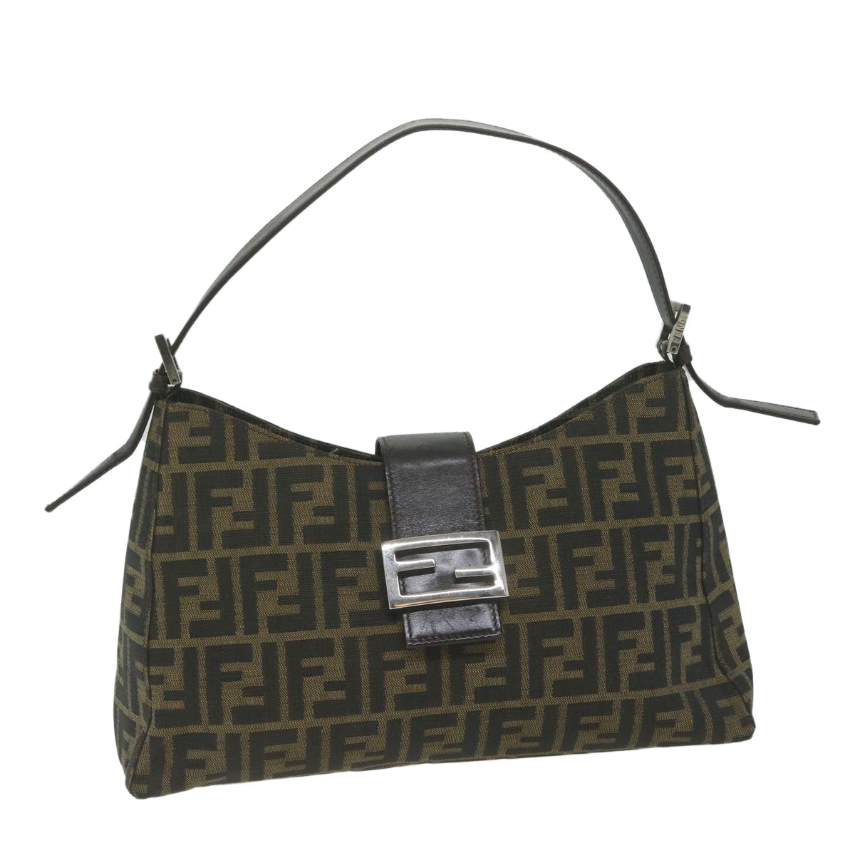 FENDI Zucca Canvas Mamma Baguette Shoulder Bag Brown bs10329