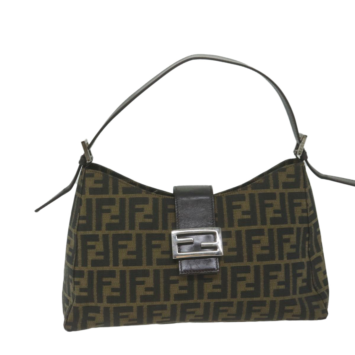 FENDI Zucca Canvas Mamma Baguette Shoulder Bag Brown bs10329