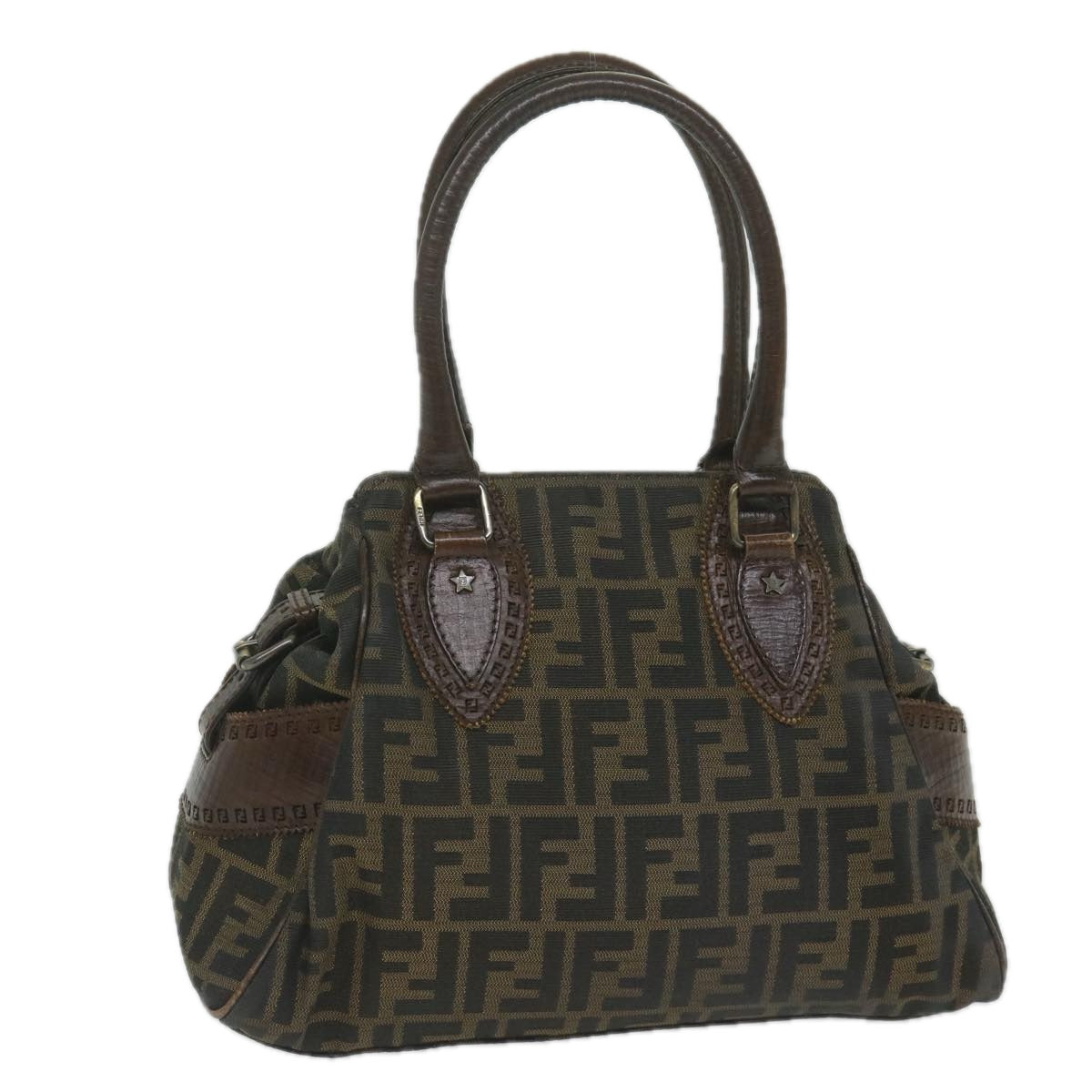 FENDI Zucca Canvas Hand Bag Black Brown bs10335