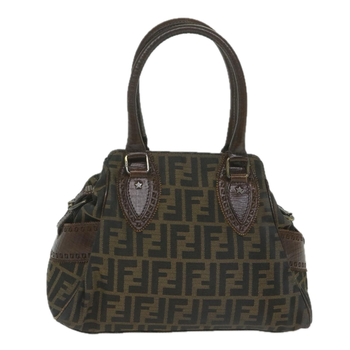 FENDI Zucca Canvas Hand Bag Black Brown bs10335
