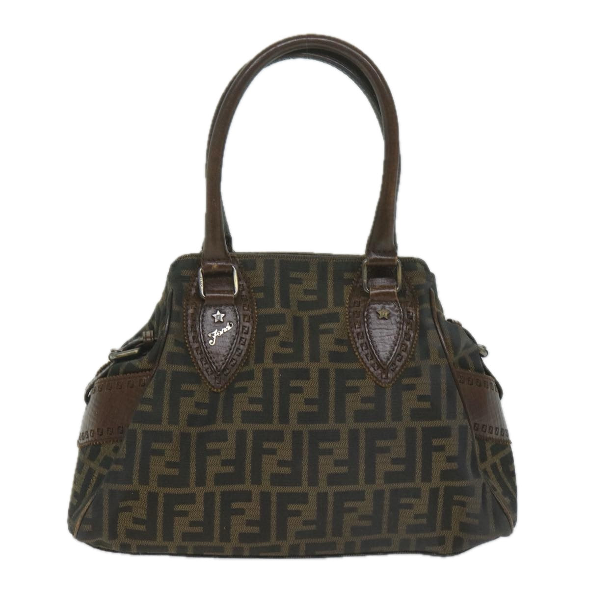 FENDI Zucca Canvas Hand Bag Black Brown bs10335