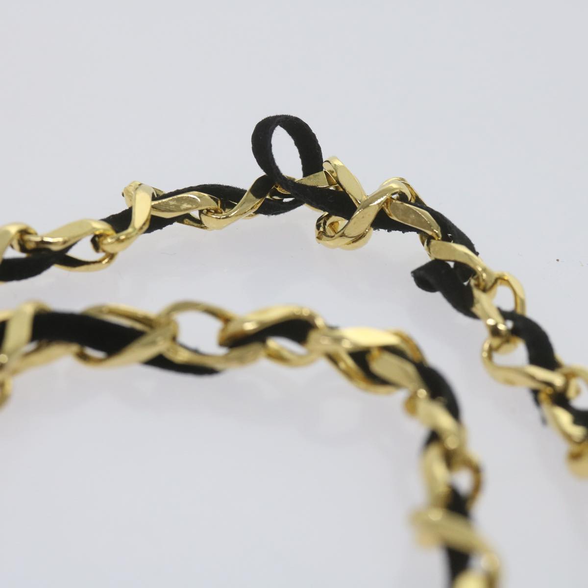 CHANEL Perfume N°5 Chain Necklace Clear Gold Tone CC bs10372