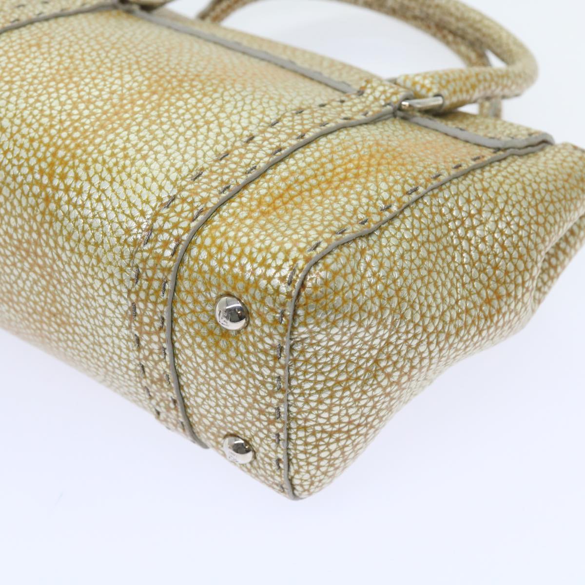 FENDI Hand Bag Leather Gold Tone bs10423