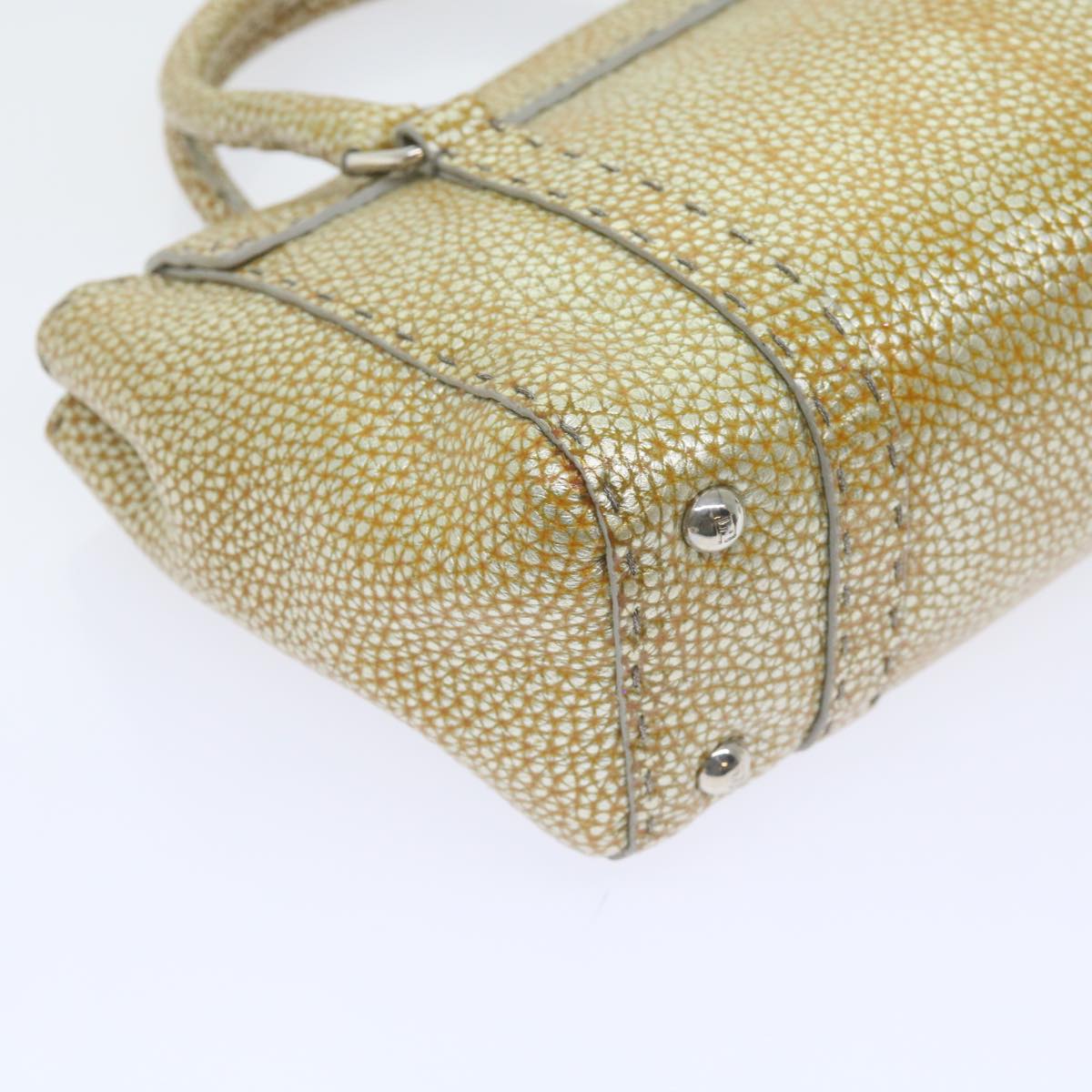FENDI Hand Bag Leather Gold Tone bs10423