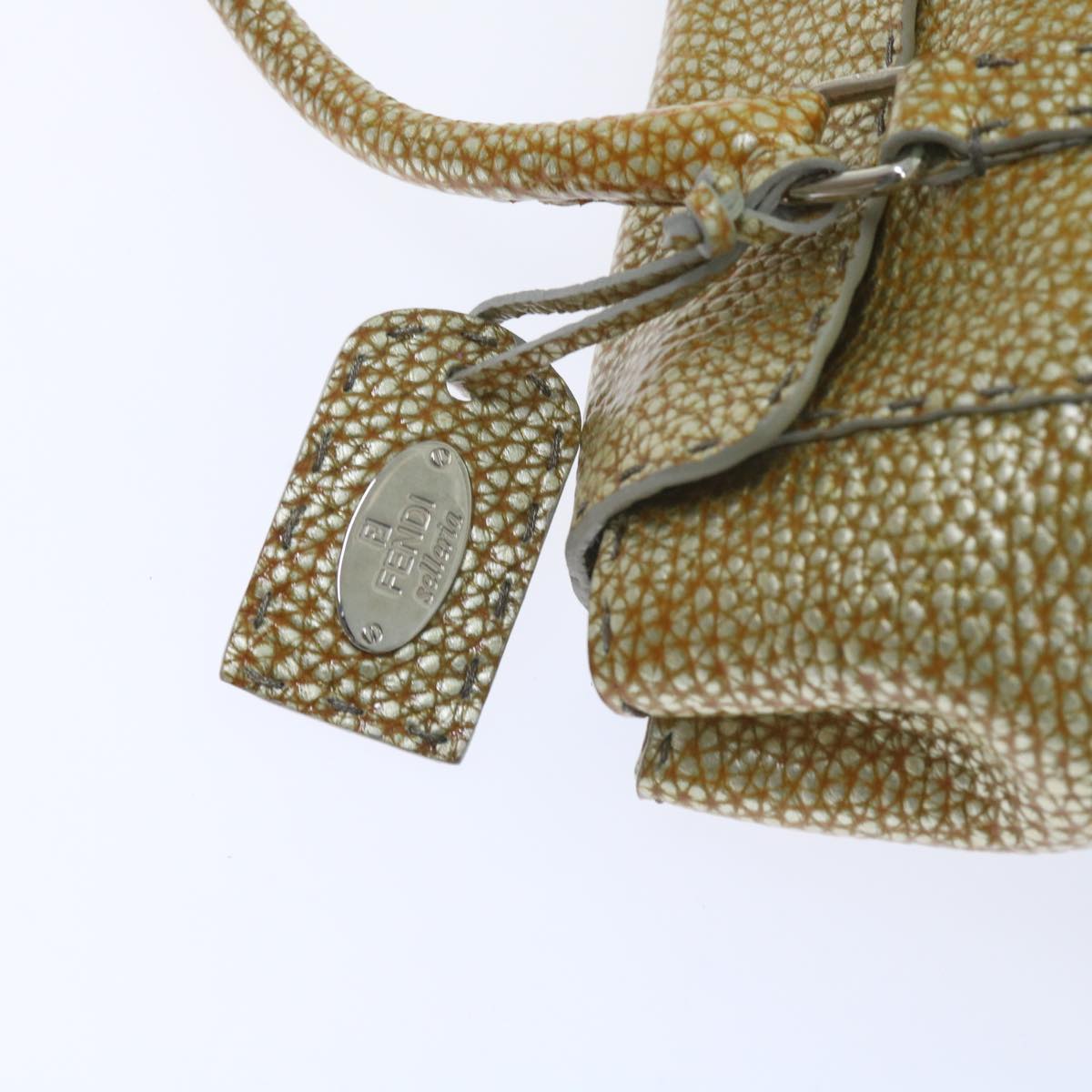 FENDI Hand Bag Leather Gold Tone bs10423