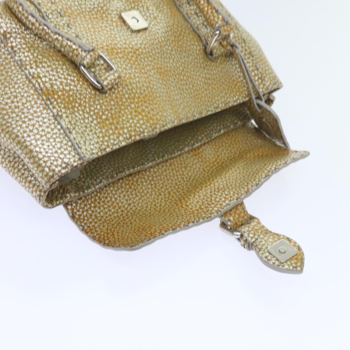 FENDI Hand Bag Leather Gold Tone bs10423