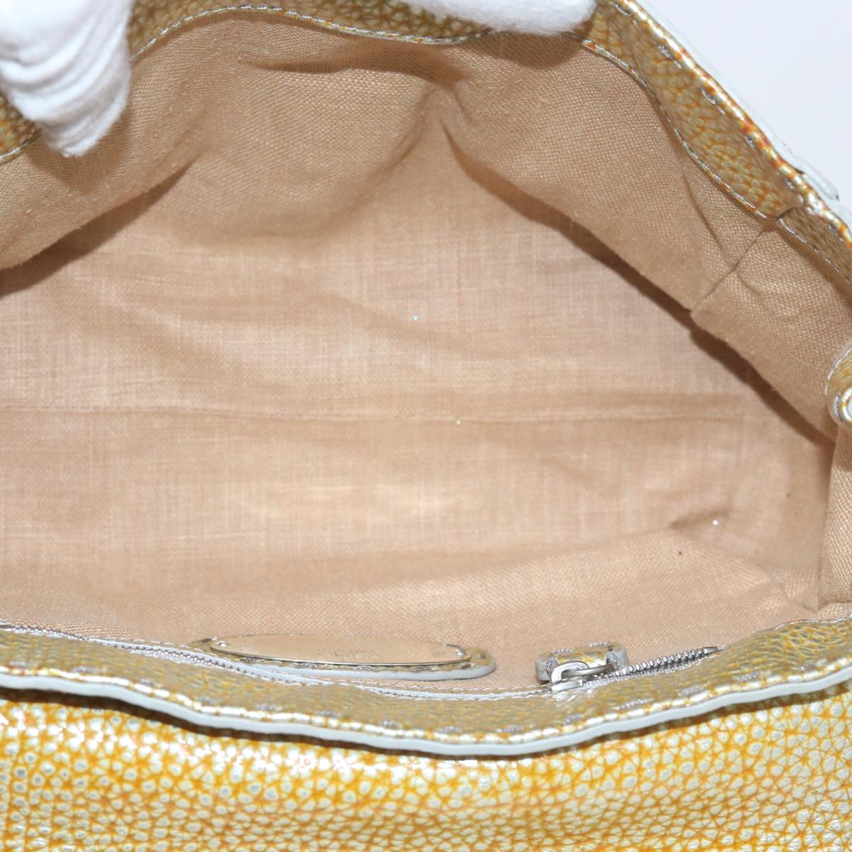FENDI Hand Bag Leather Gold Tone bs10423