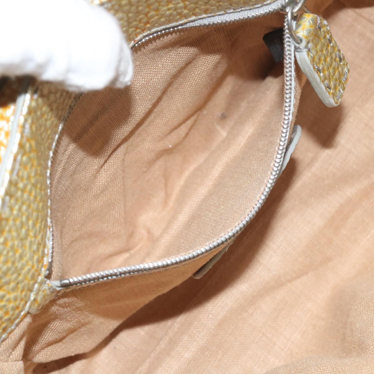 FENDI Hand Bag Leather Gold Tone bs10423