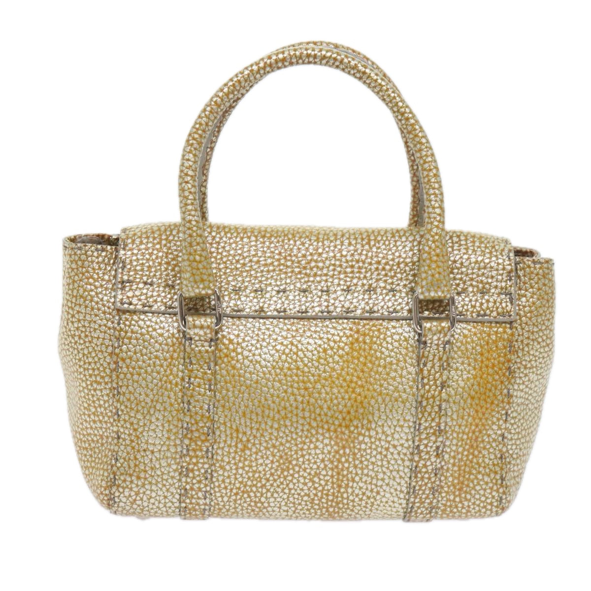 FENDI Hand Bag Leather Gold Tone bs10423
