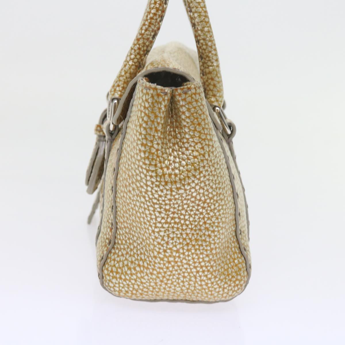 FENDI Hand Bag Leather Gold Tone bs10423