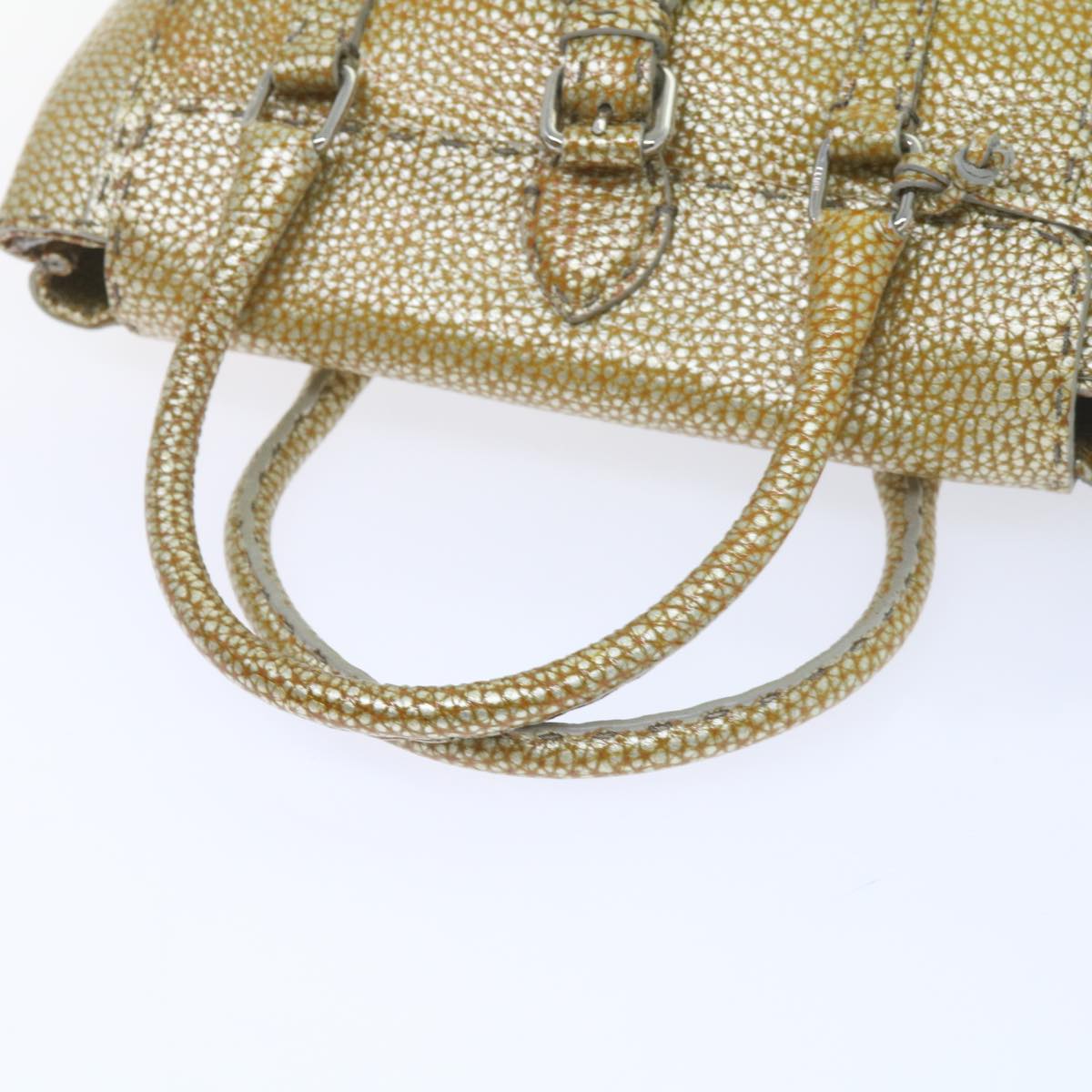 FENDI Hand Bag Leather Gold Tone bs10423