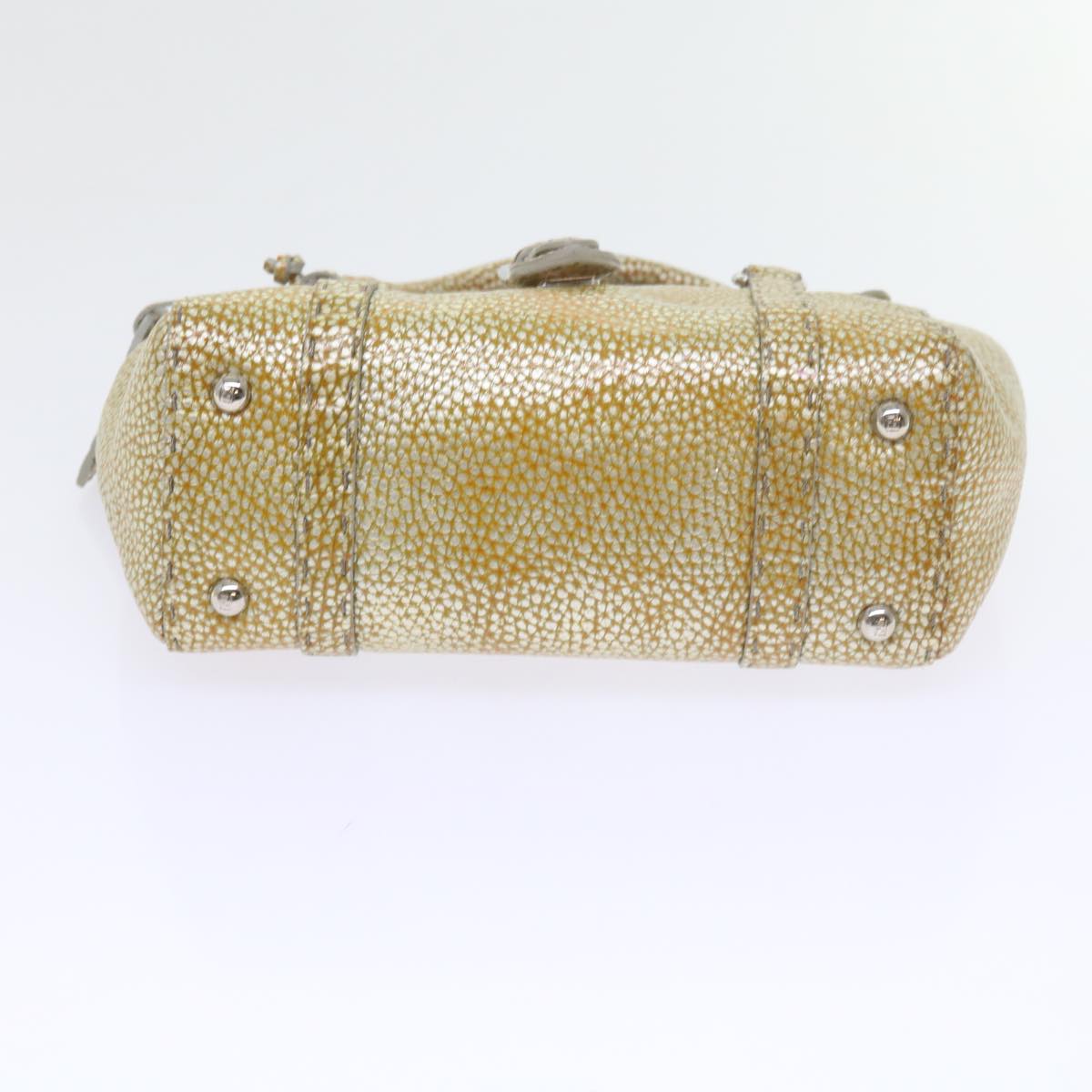 FENDI Hand Bag Leather Gold Tone bs10423