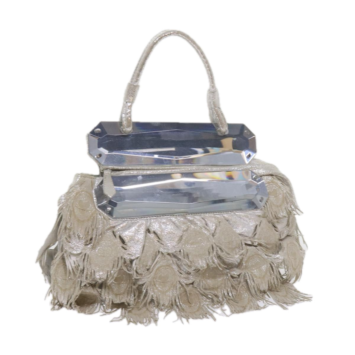 FENDI Hand Bag Polyester Silver bs10442