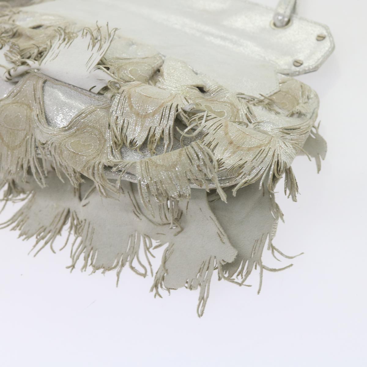 FENDI Hand Bag Polyester Silver bs10442