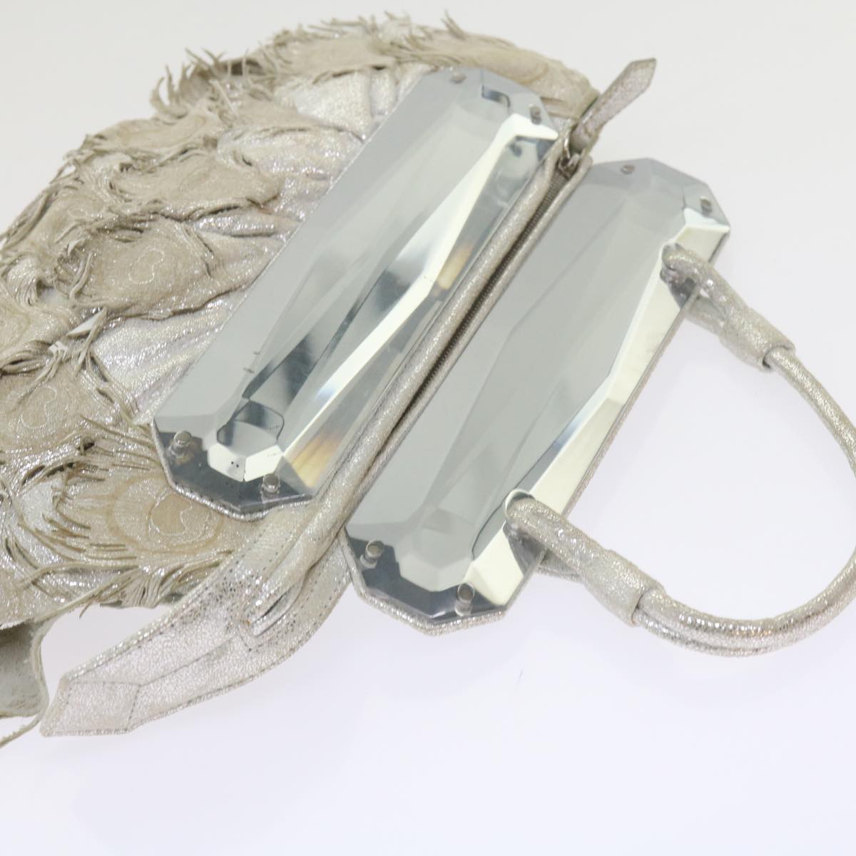 FENDI Hand Bag Polyester Silver bs10442