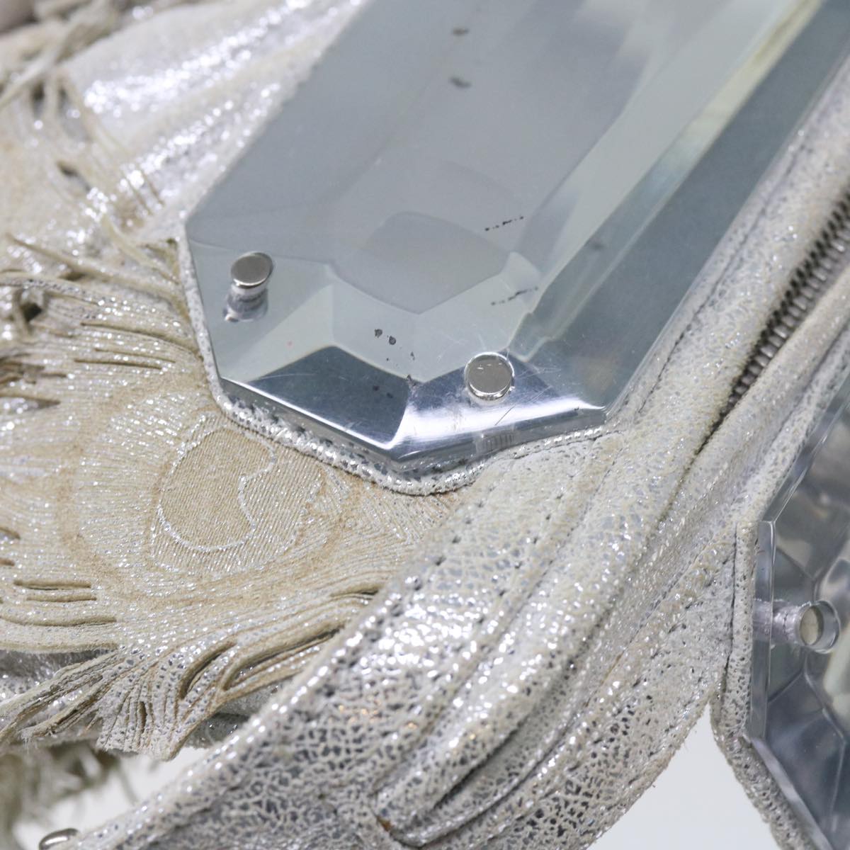 FENDI Hand Bag Polyester Silver bs10442