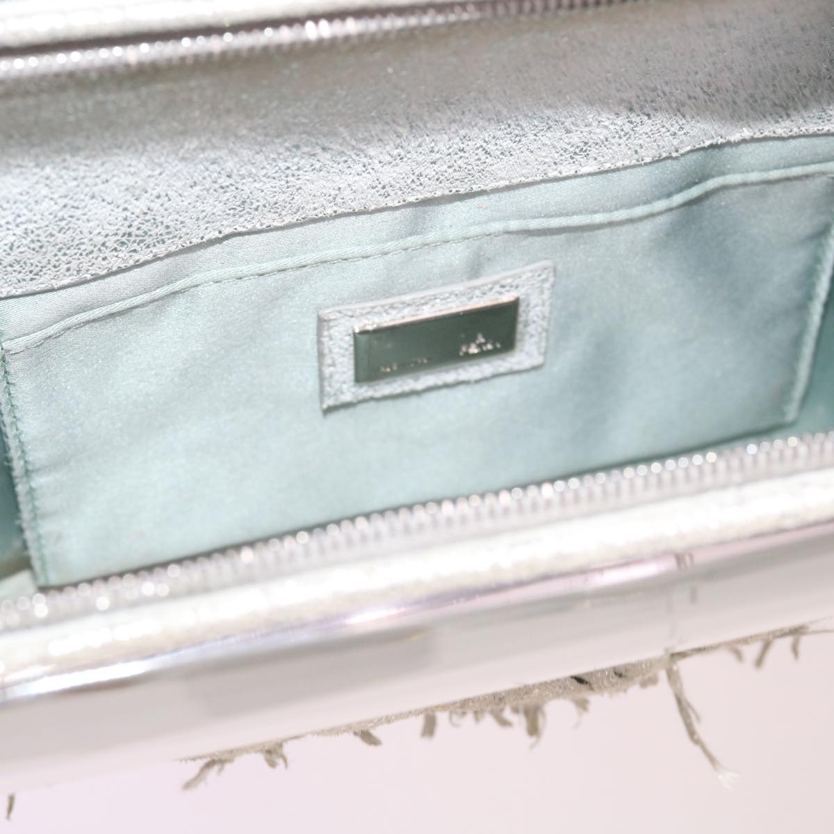 FENDI Hand Bag Polyester Silver bs10442