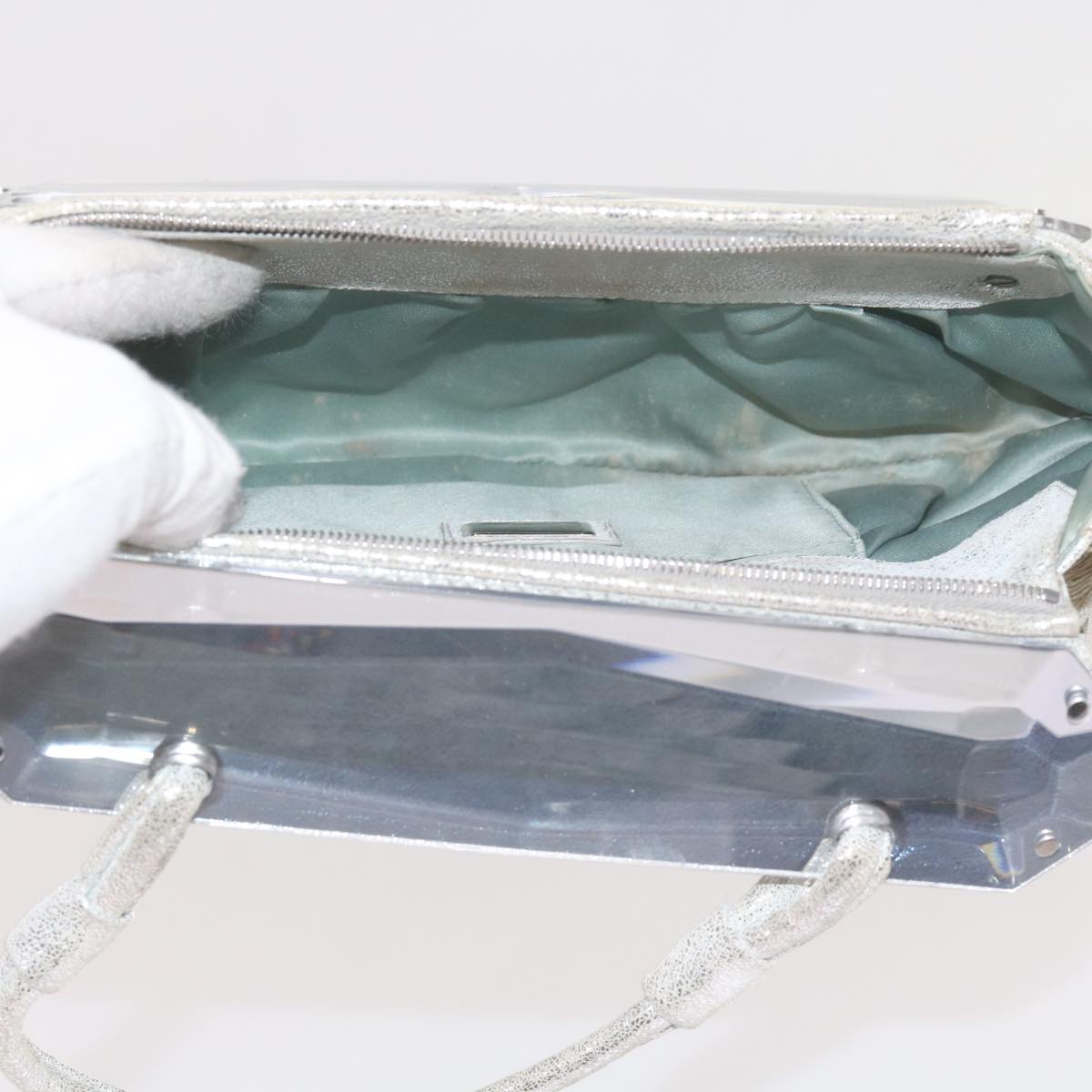 FENDI Hand Bag Polyester Silver bs10442