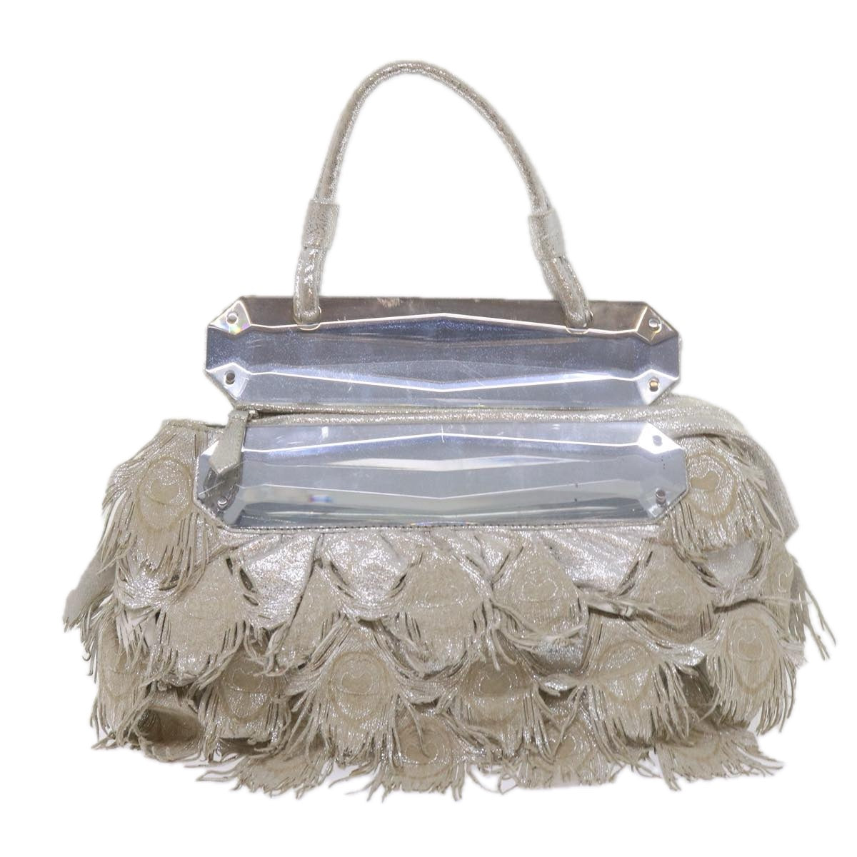 FENDI Hand Bag Polyester Silver bs10442