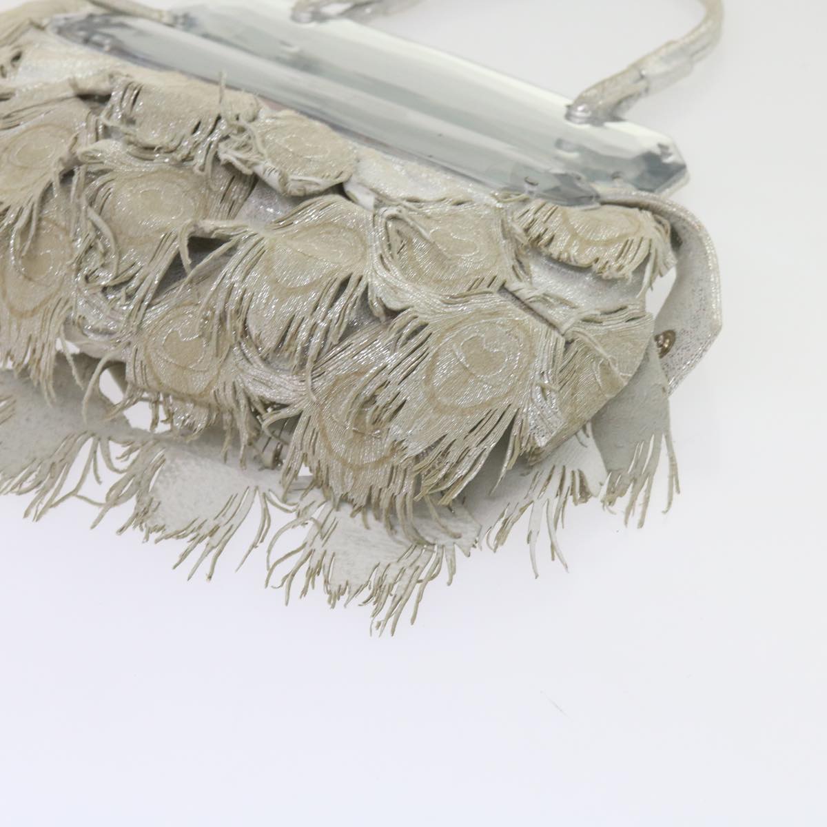FENDI Hand Bag Polyester Silver bs10442