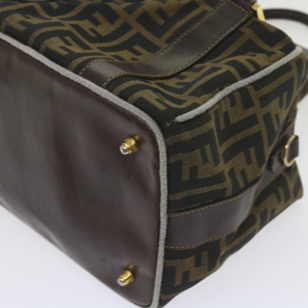 FENDI Zucca Canvas Hand Bag Black Brown bs10443