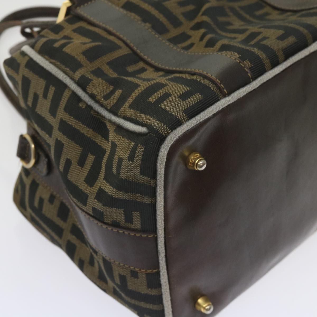FENDI Zucca Canvas Hand Bag Black Brown bs10443