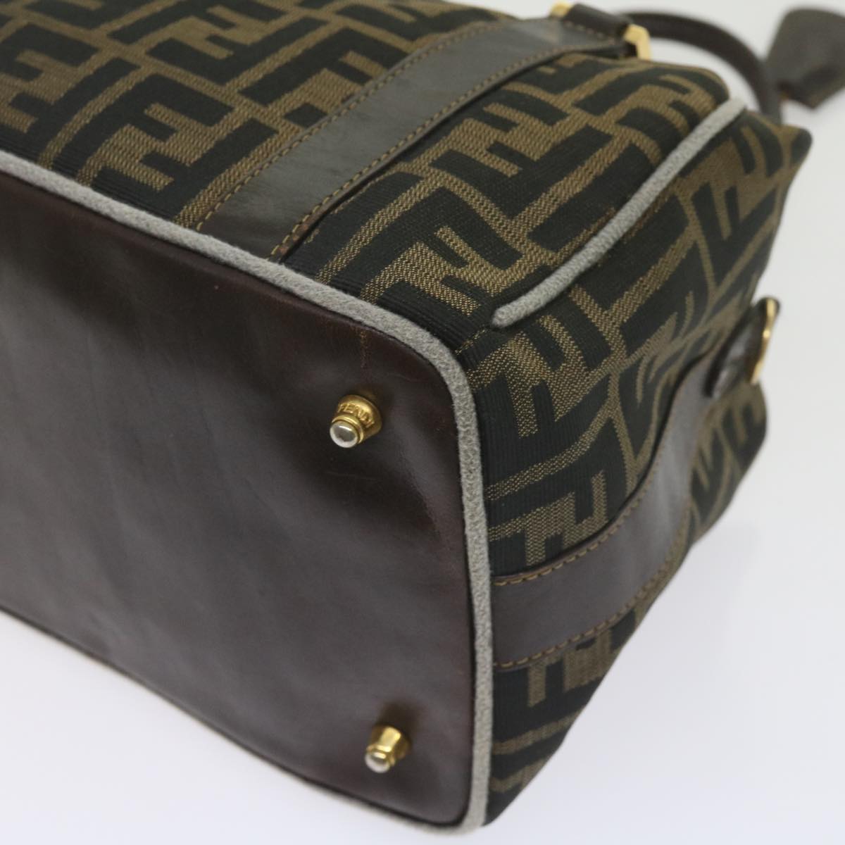 FENDI Zucca Canvas Hand Bag Black Brown bs10443