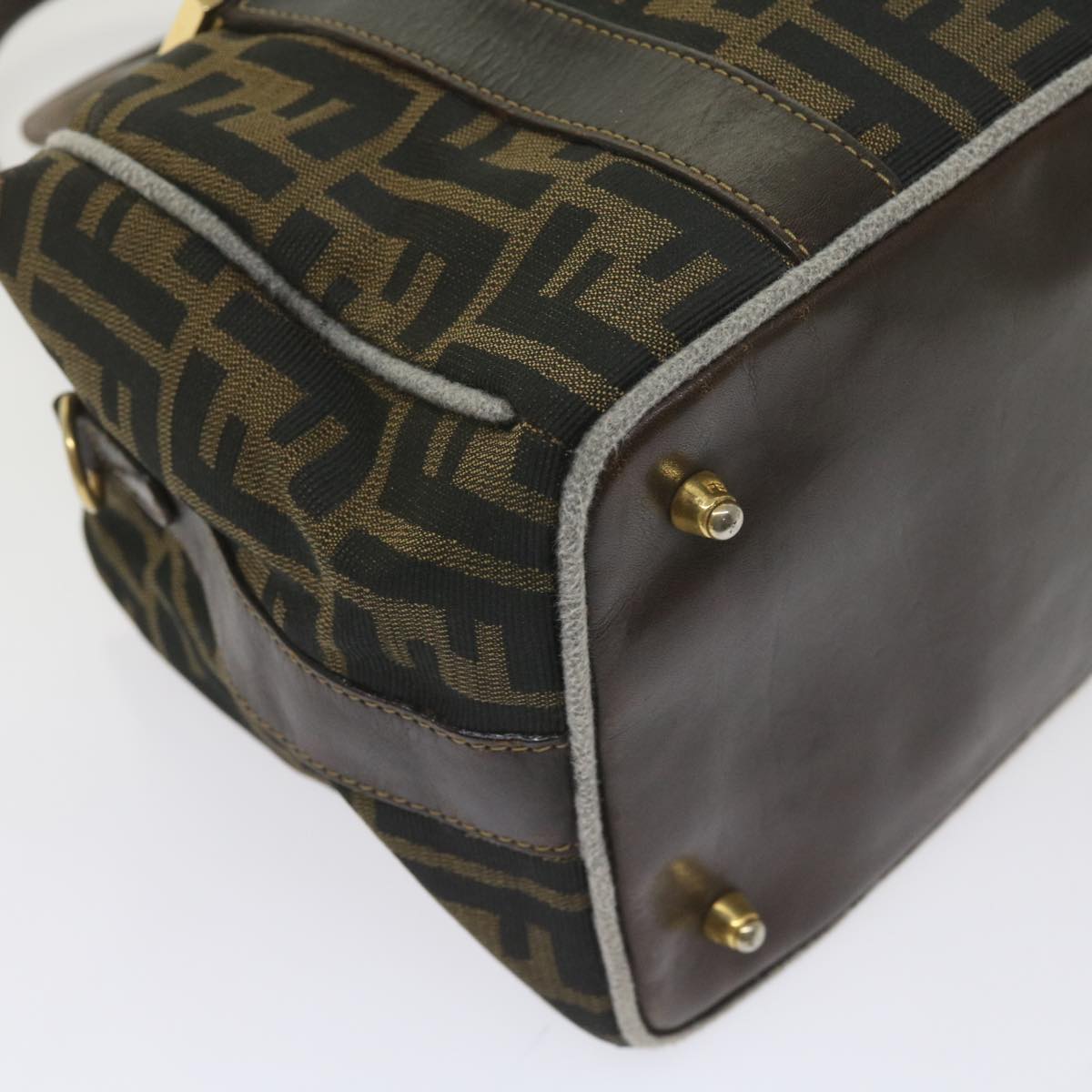FENDI Zucca Canvas Hand Bag Black Brown bs10443